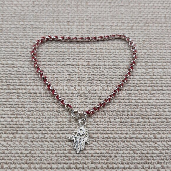 Jewelry - 7 Inch Sterling Silver Hand of Fatima Chain Bracelet A7208
